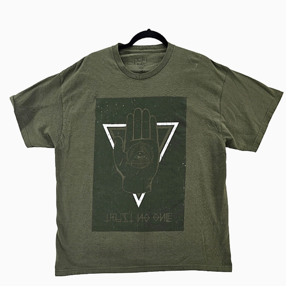Return to Sender "Trust No One" Cotton Short Sleeve Vintage Green XL Mens Tee